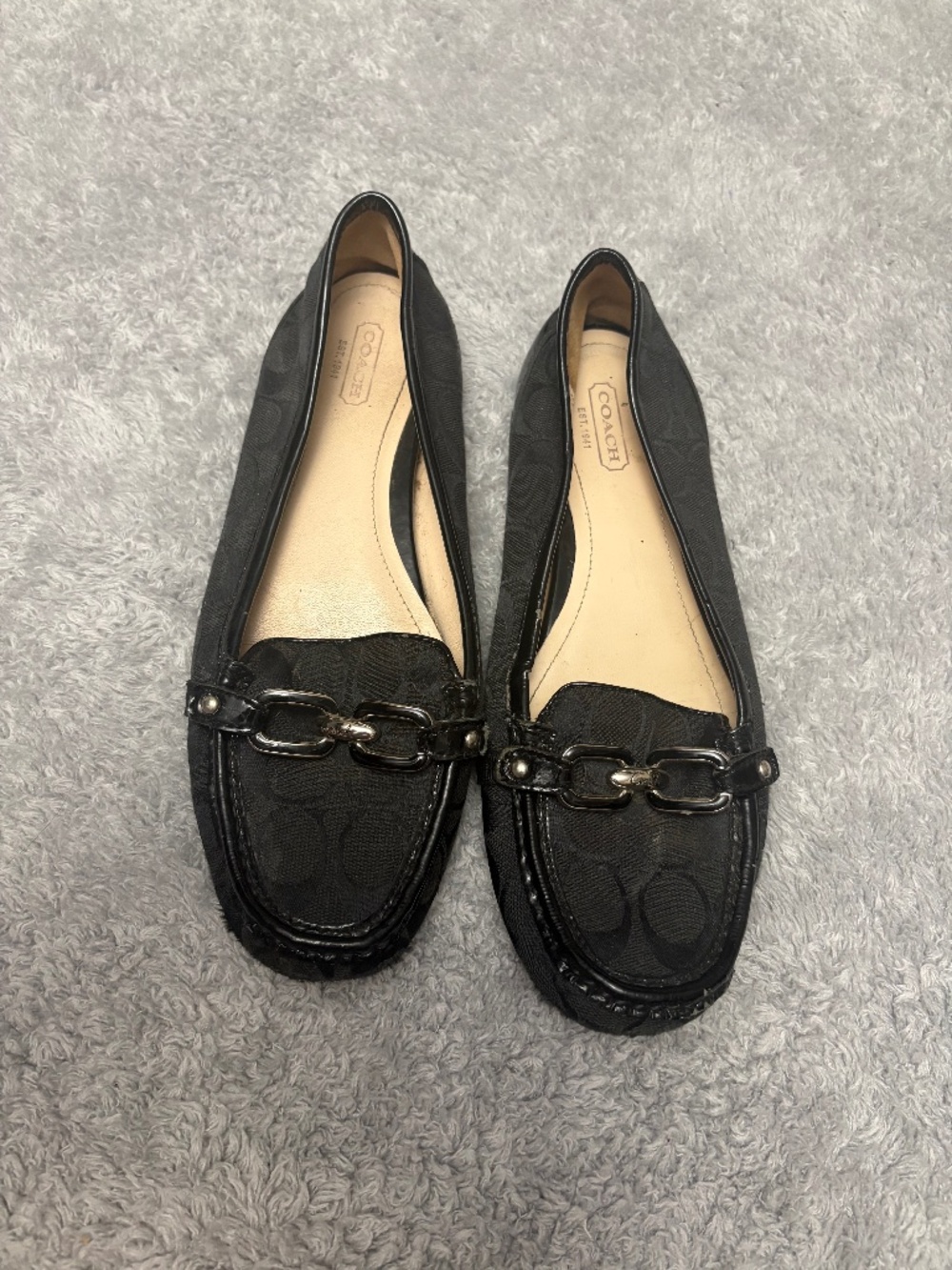 Women's Coach Black Driver Loafer Shoes